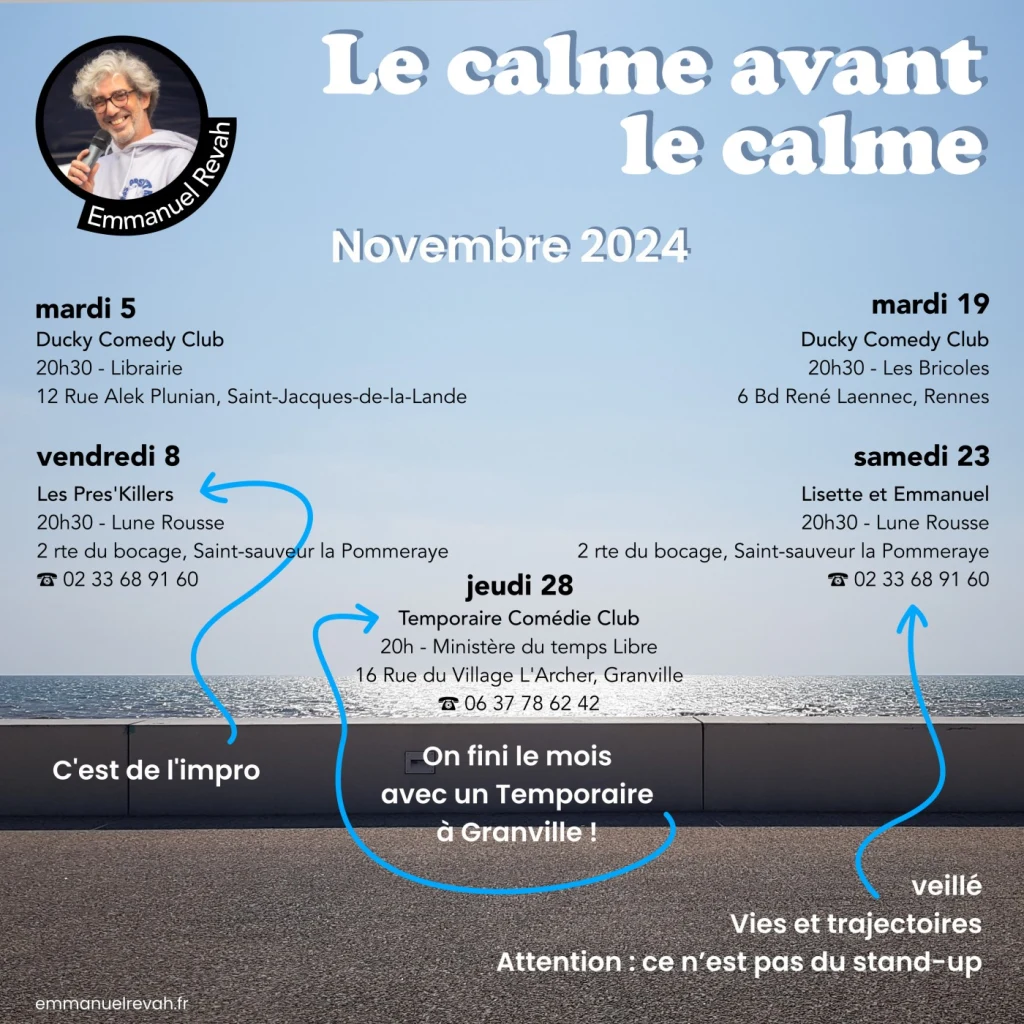 Affiche novembre 2024 - une digue parfaite devant une mer au calme un après midi d'été, avec personne sur la photo et les dates de jeu